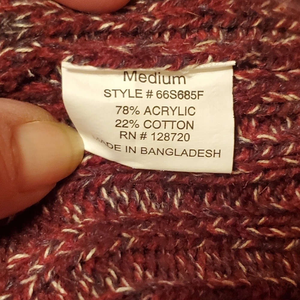 Quinn Cardigan Burgundy Long Sleeveless Open Front Knit Sweater Sz M - Picture 4 of 4